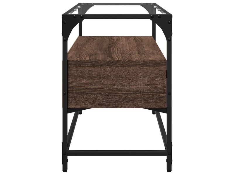  Meuble tv - banc tv - meuble de rangement avec dessus en verre chêne marron bois d'ingénierie  - Conforama E