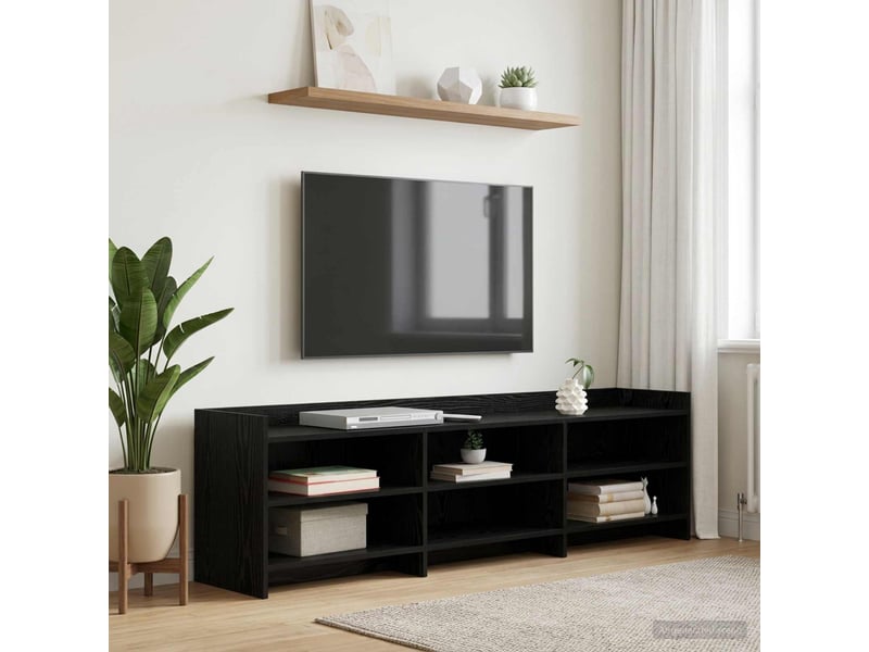  Meuble tv - banc tv - meuble de rangement 168 x 33 x 47 cm chêne noir bois d'ingénierie  - Conforama B