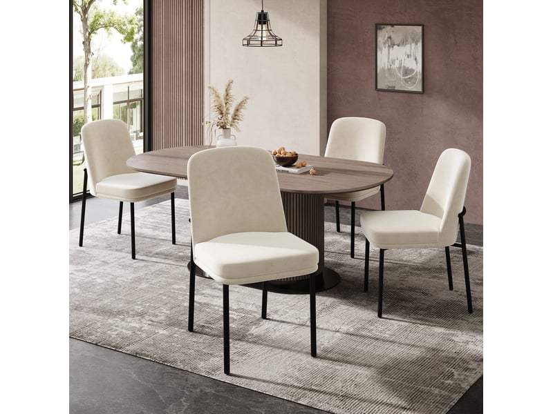  Chaises de salle à manger lot de 4 42,5x53x82 cm en métal beige, style contemporain  - Conforama B