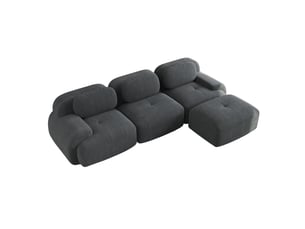 Canapé d'angle, canapé modulable, en velours tricoté, gris, sans montage, sans structure, chambre, pour salon