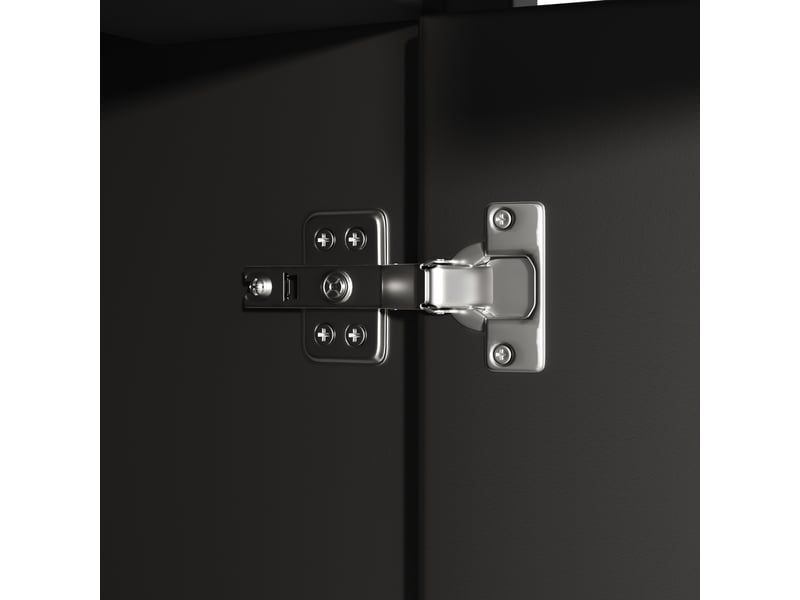  Buffet de cuisine noir 167x120x35 cm, meuble haut avec portes vitrées coulissantes et éclairage led intelligent  - Conforama R