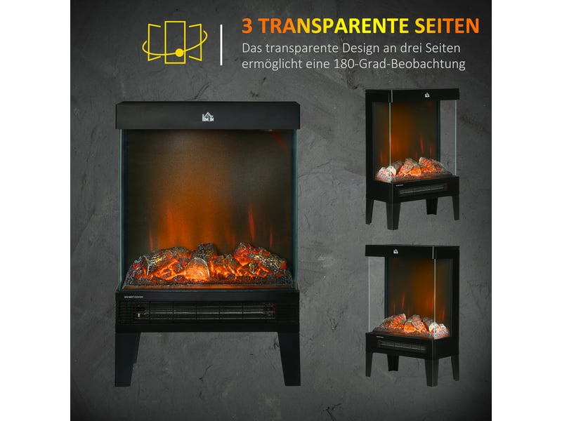 Cheminée électrique sur pied 2000 w, effet flamme led réglable, thermostat, noire - Conforama W