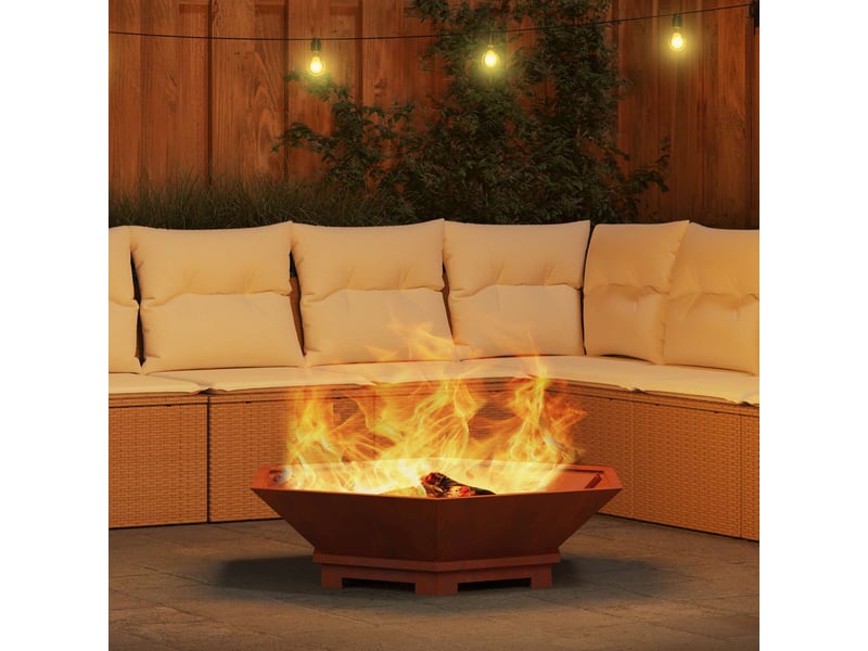 Brasero exterieur, foyer camping rouillé 100x100x28 cm - Conforama D
