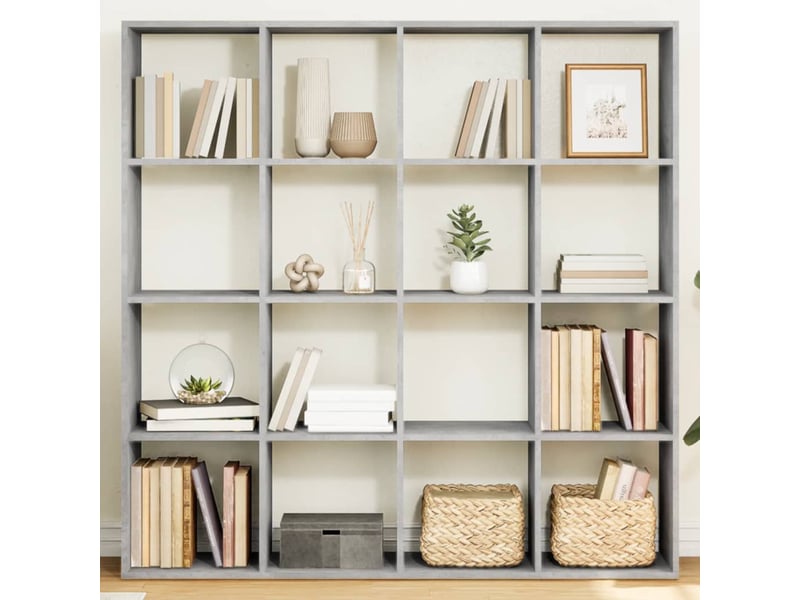 Bibliothèque, meuble de rangement salon gris béton 137,5x29x137,5 cm bois d'ingénierie  - Conforama B