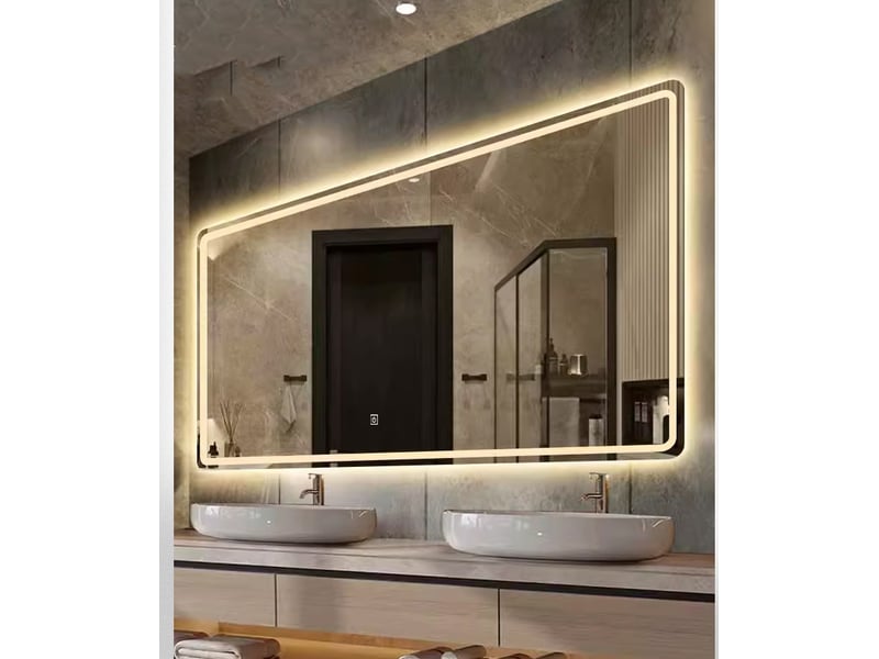 Miroir mural led de salle de bain carré 50x70 cm – étanche hd, interrupteur tactile - Conforama D