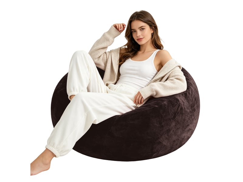 Pouf géant adulte,100x100x50 cm,pliable,mousse,marron - Conforama B