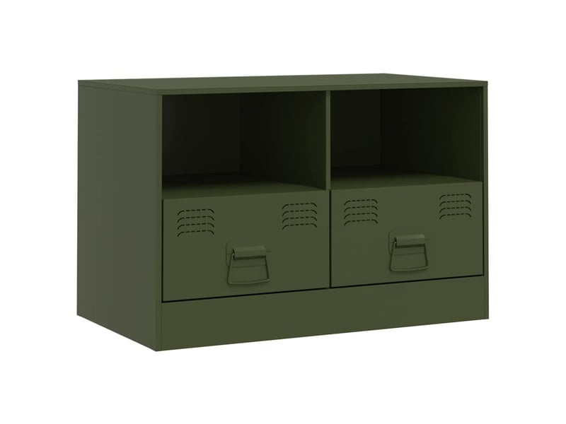  Meuble tv - banc tv - meuble de rangement vert olive 67x39x44 cm acier  - Conforama A