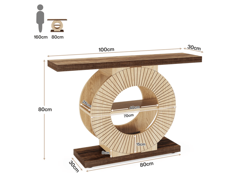  Console d’entrée en bois marron 100x29,5x79,5 cm avec étagères  - Conforama C