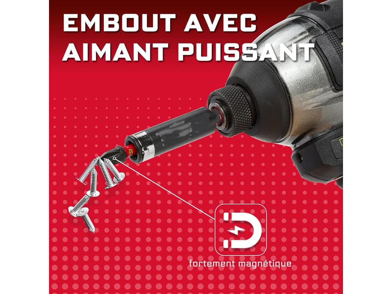  Lot de 22 embouts de vissage 2550mm ph pz, s2 acier allié magnétique embout de tournevis  - Conforama D