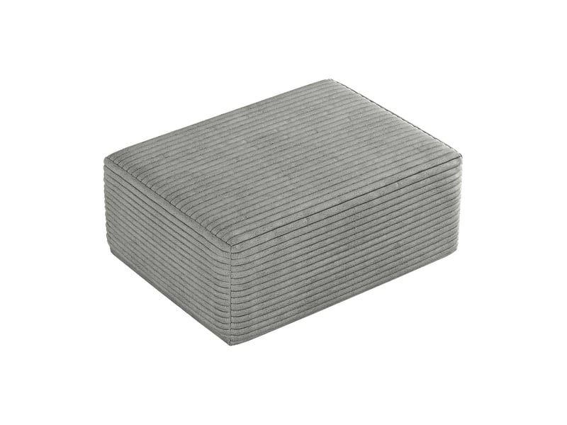  Pouf rectangulaire 95 x 70 x 40 cm en velours côtelé gris  - Conforama D
