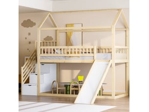 Lit avec rangement 90x200 cm MEUBLIV coloris naturel
