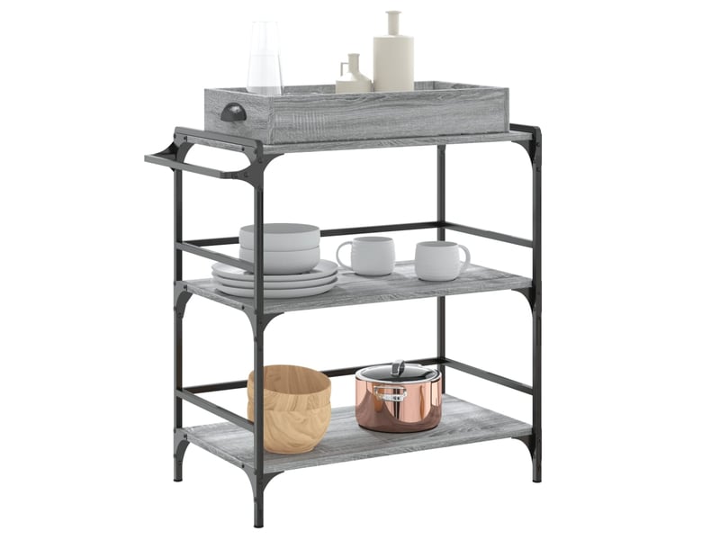  Desserte de cuisine, chariot de rangement sonoma gris 81,5x41x92,5cm bois d'ingénierie  - Conforama E