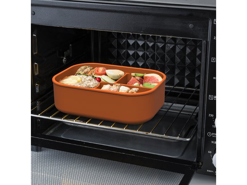  Boîte à lunch en silicone orange, 7,5*5,5*2,8 pouces, allant au micro-ondes, à plusieurs compartiments, hermétique  - Conforama D