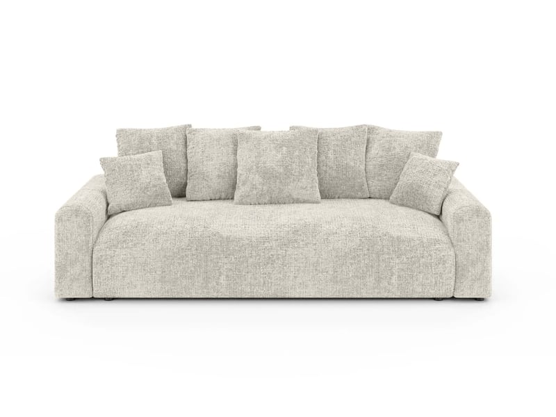  Oli - canapé droit convertible tissu chenille 3 places blanc  - Conforama A