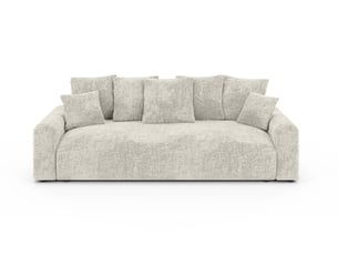 Canapé droit convertible CASANOVA 3 places Tissu blanc avec coffre de rangement