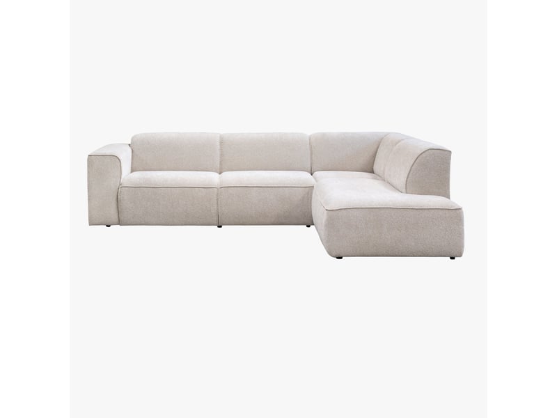 Canapé d'angle en tissu blanc écru avec détail métal noir - angle - Conforama A