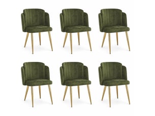 Lot de 6 chaises de salle à manger 58,5x62x78 cm rembourrées vertes pieds dorés