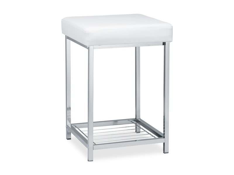  Tabouret d'appoint rembourré pratique 47 x 33 x 33 cm idéal comme repose-pieds design moderne en simili cuir blanc 13_0004411  - Conforama A