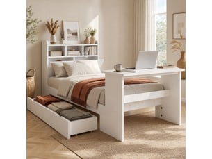 Lit simple 90x200 cm <strong>OKMYHOME</strong>  <strong></strong> coloris blanc