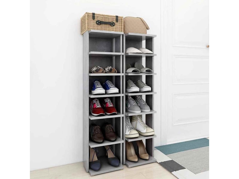  Armoires à chaussures 2 pcs, meuble à chaussures gris béton 27,5x27x102 cm  - Conforama C