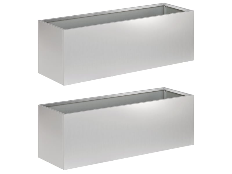 Jardinière - cache-pot de jardin 2 pcs argenté 60 x 20 x 20 cm  - Conforama A