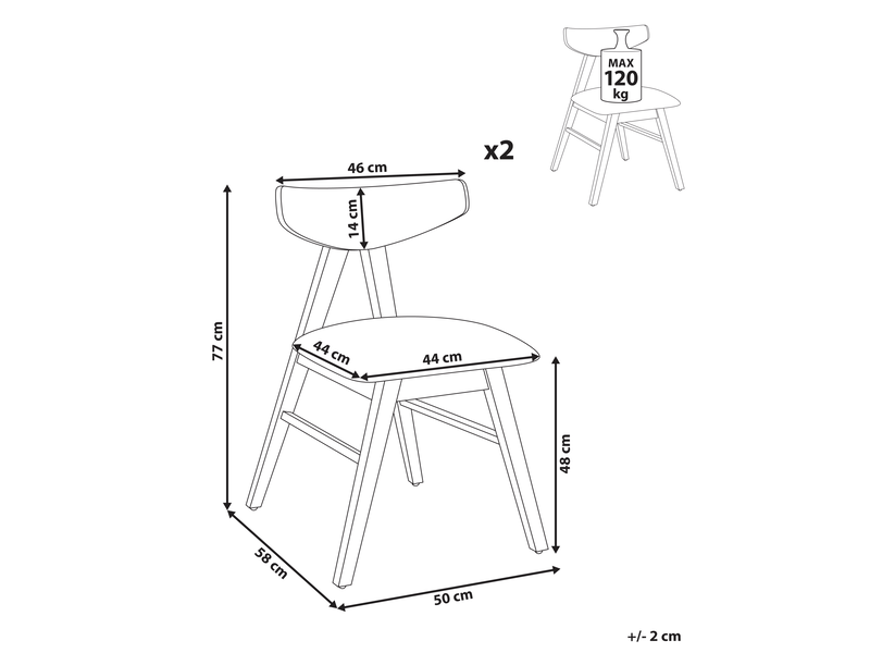 Lot de 2 chaises de salle à manger lacota bois marronvert  - Conforama C
