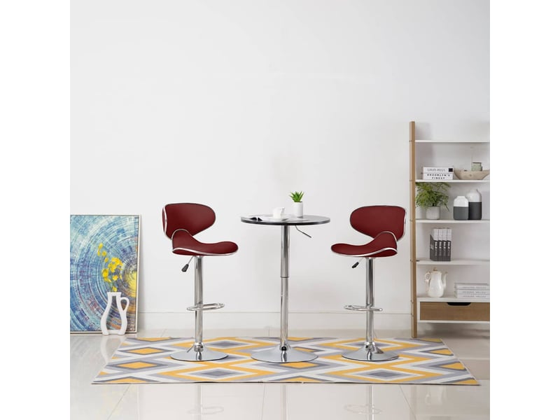  Lot de 2 tabouret de bar, chaise de bar rouge bordeaux similicuir shl24052  - Conforama B