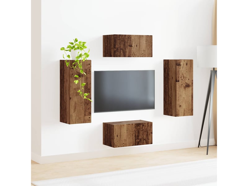  Ensemble meuble tv - banc tv - meuble de rangement 2 pcs bois ancien bois d'ingénierie  - Conforama D