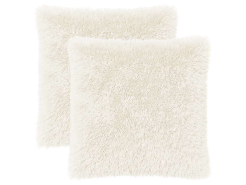  Lot de 2 coussins avec oreiller, coussins décoratifs heerlen blanc fleece pv cf50403  - Conforama A