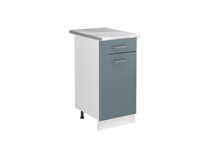  Vicco meuble bas sous-évier, bleu-grisblanc, 40cm plan de travail marbre  - Conforama A