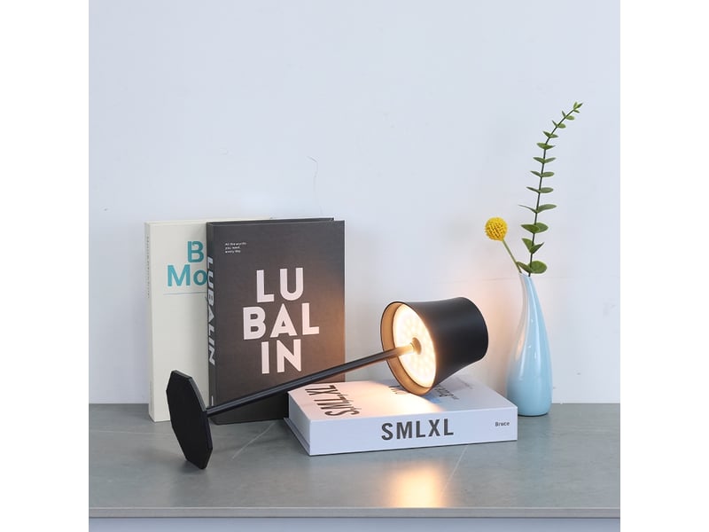  Lampe de table led rechargeable sans fil 4000mah – réglage tactile, noir  - Conforama E