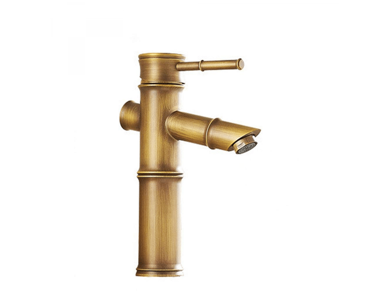  Robinet de lavabo en laiton antique style bambou - mélangeur eau chaudefroide à poignée unique pour évier salle de bain  - Conforama A