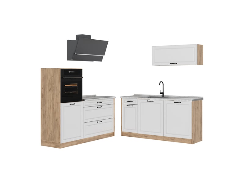  Vicco cuisine, blanc campagnechêne doré, 160cm plan de travail marbre  - Conforama A