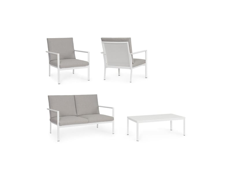  Salon de jardin moderne chaises canapé table basse en aluminium konnor - blanc  - Conforama C