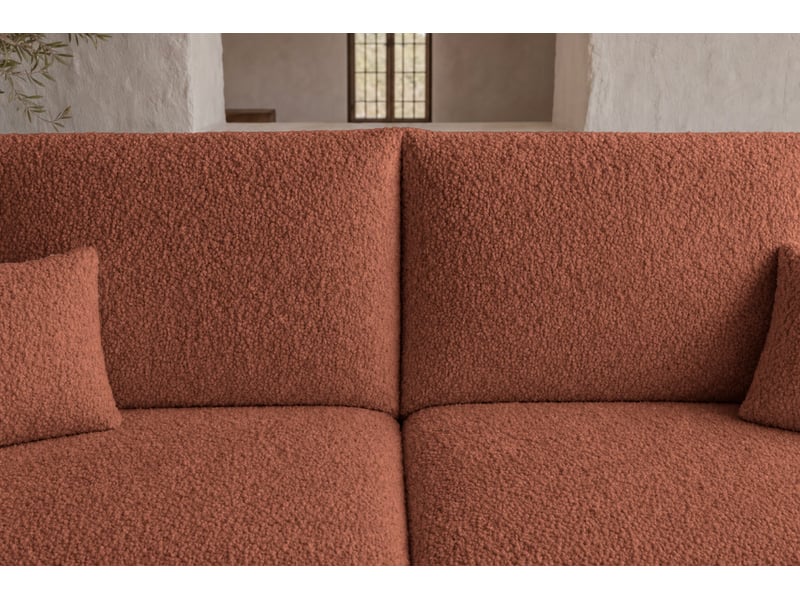 Elio mini - canapé d'angle convertible tissu bouclette 3 places terracotta - Conforama E