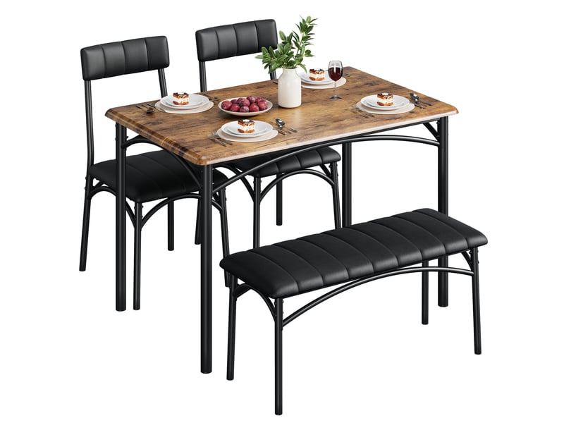  Ensemble salle à manger 4 pièces : table bois, 2 chaises rembourrées, banc – confort pour appartement ou petit espace – noir cBc-2kpg3q0Y-21tX-G - Conforama A
