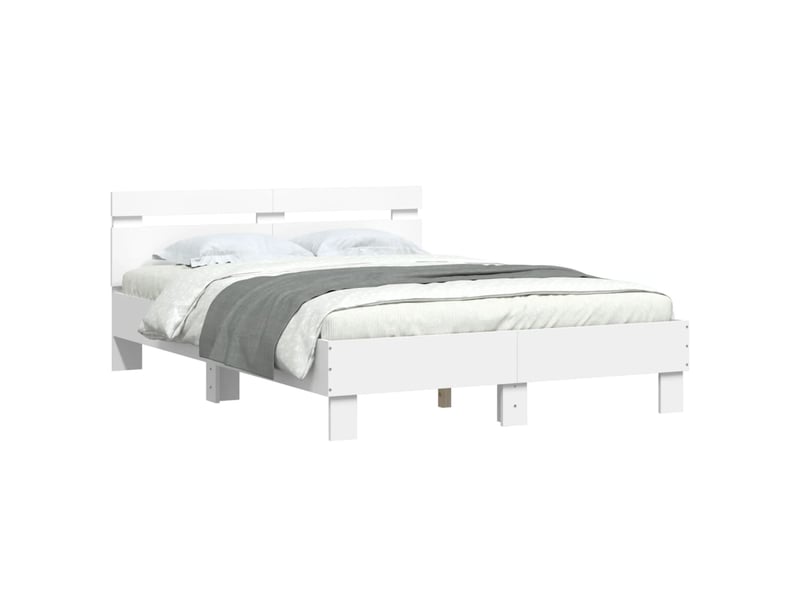  Lit double- lit adulte -  cadre de lit avec led sans matelas blanc 120x190 cm  - Conforama B