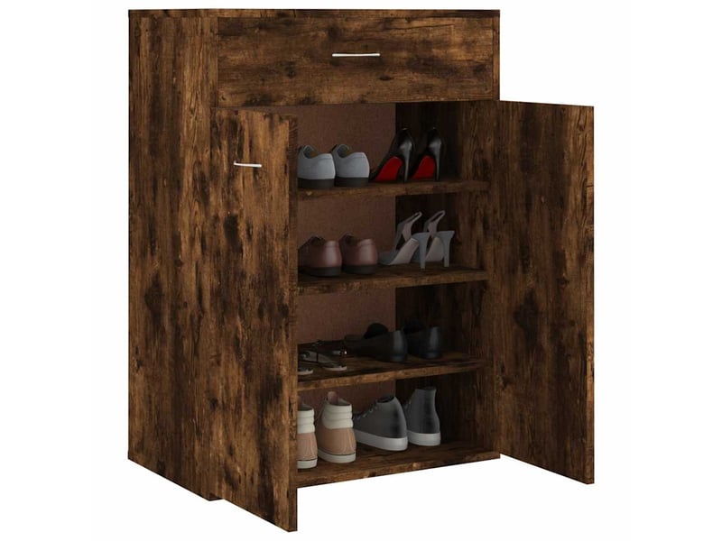  Meuble à chaussure | armoire à chaussures chêne fumé 60x35x84 cm bois d'ingénierie  - Conforama E
