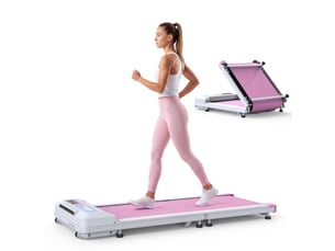 Tapis de course pliable 128 x 54 x 13 cm rose en fer et plastique, marche et jogging sous bureau