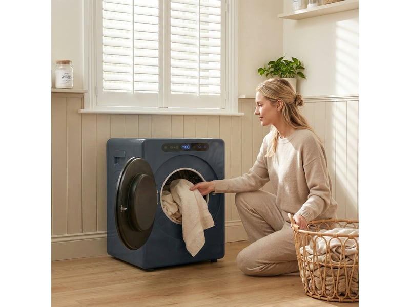  Séchoir linge portable - 1000w 4kg - timer - 6 modes - installation murale ou à poser - bleu  - Conforama D