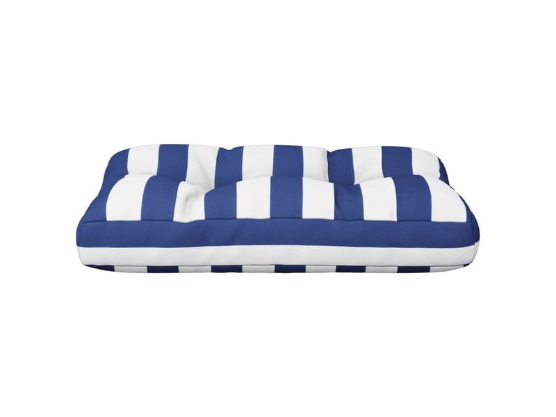  Coussin de palette, coussin de chaise, coussin de canapé rayures bleues et blanches 60x40x12 cm tissu cf55422  - Conforama E