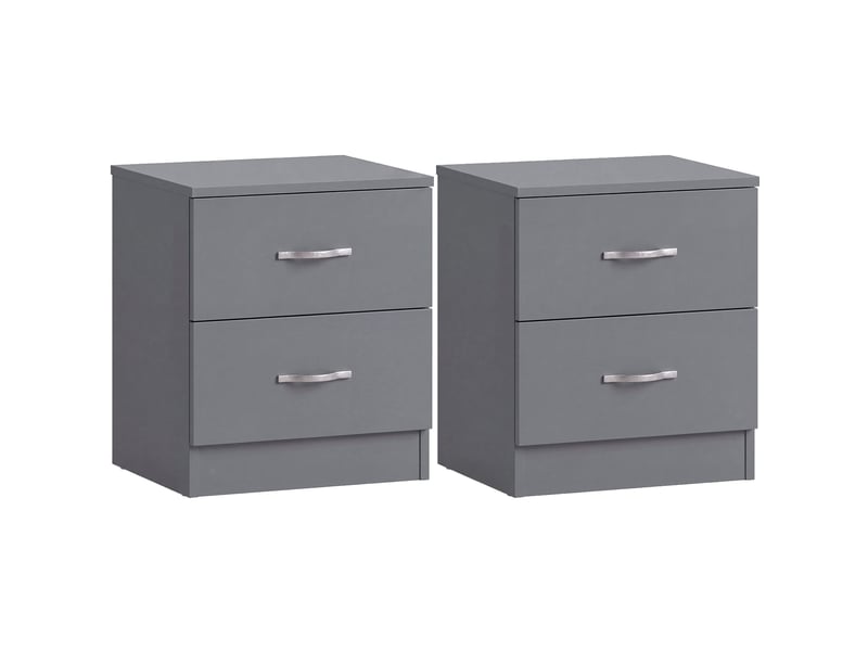  Table de chevet riano, commode de nuit, chambre, 47x40x36cm, set de 2, 2 tiroirs, gris 3332398 - Conforama A