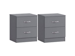 Table de chevet riano, commode de nuit, chambre, 47x40x36cm, set de 2, 2 tiroirs, gris