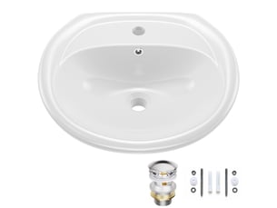 Cecipa max lavabo 49 x 43,5 cm - céramique - semi-circulaire - avec bonde pop-up - avec espace de pose - pour fixation murale - blanc