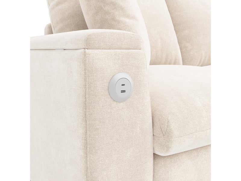 Canapé en u tissu chenille beige avec coffre 279cm - ports usbtype-c et assises amovibles - Conforama W