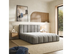Lit coffre 200x200 cm <strong>MASSENO</strong> <strong></strong> coloris gris