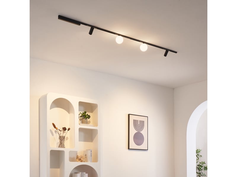 Lampes sur rail magnétique 2 m noir 2 spots et 2 boules 20w led - lyne Lyne - Conforama B