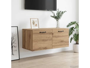 Meuble mural, étagère murale, armoire de rangement montage mural chêne artisanal 80 x 36,5 x 35 cm cf43357