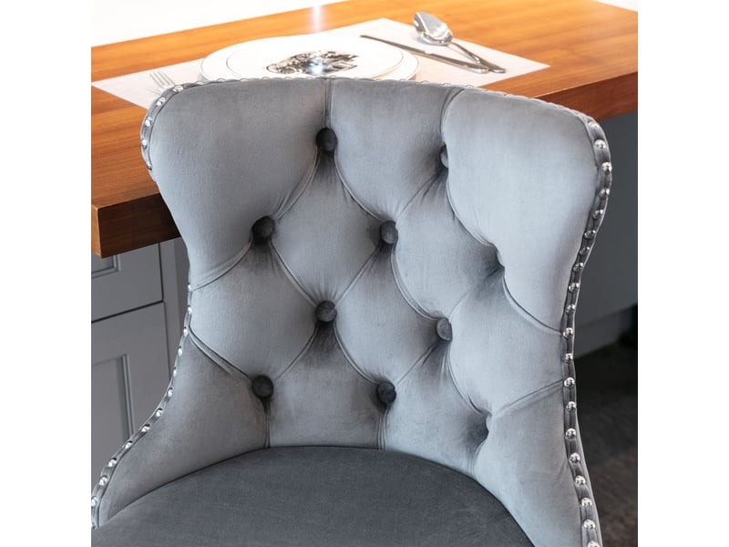  Lot de 2 tabourets de bar pivotants en velours gris hauteur réglable W3223P403709 - Conforama D