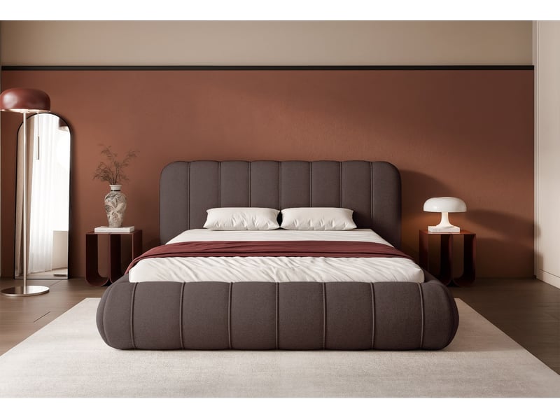 Selsey malunna - lit rembourré - 200x200 cm - chenille marron Malunna - Conforama C